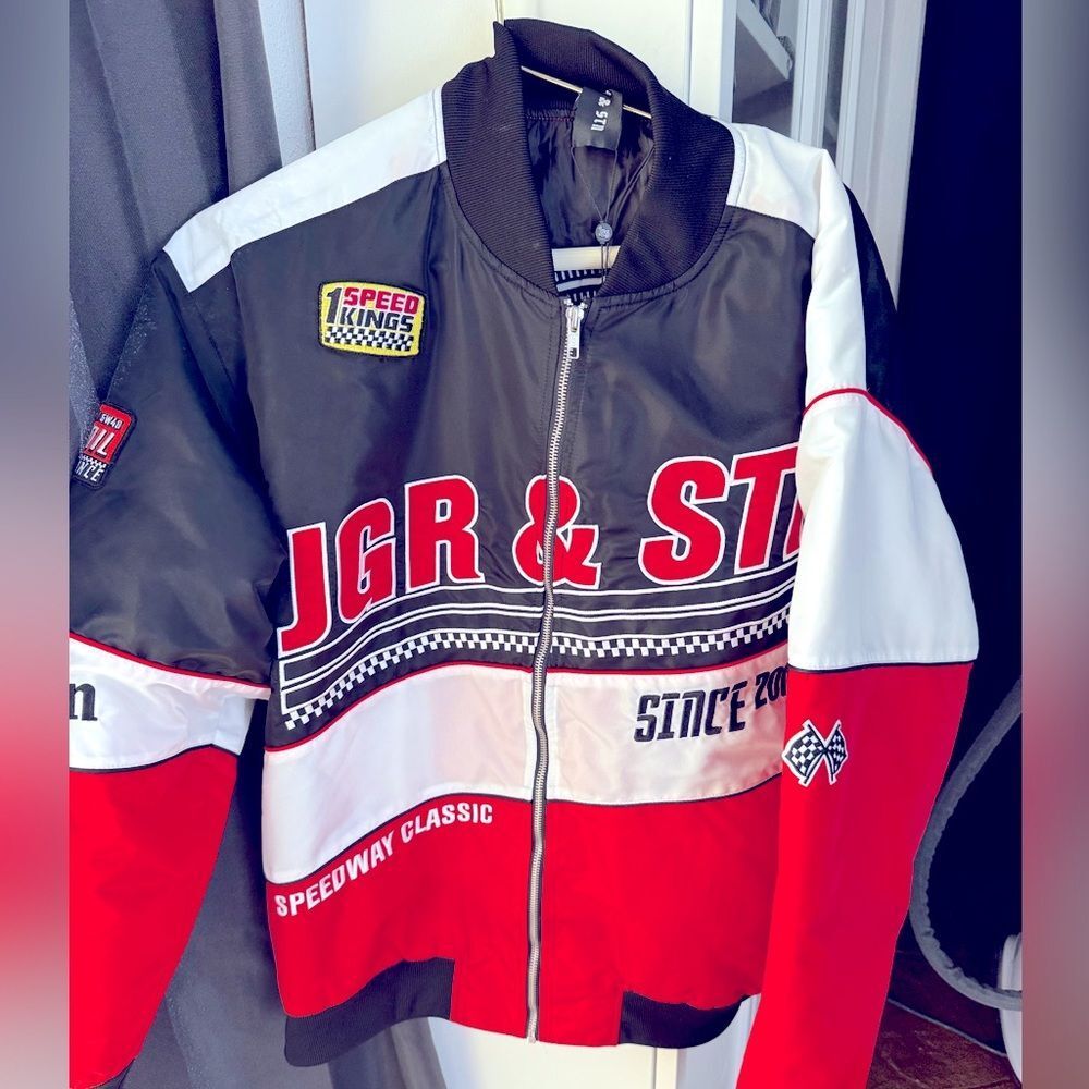 NWT Jagger and Stone Speedway Jacket red black SZ m/L Unisex